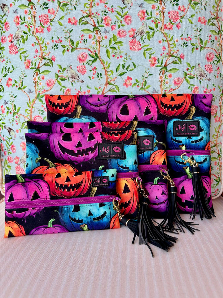 Makeup Junkie Bags - Halloween Pumpkins Flat Lay [Ready to Ship]