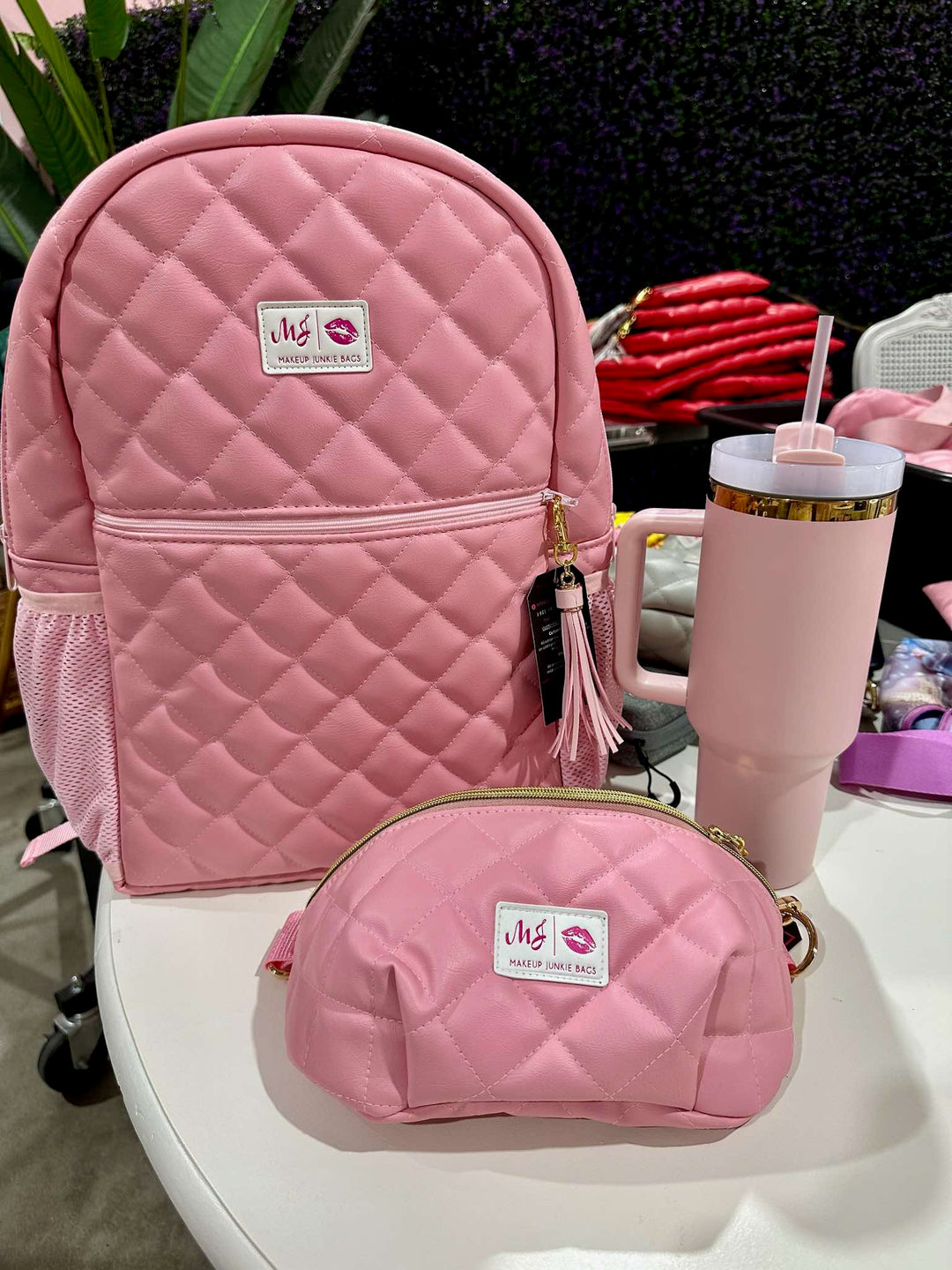 Makeup Junkie Bags - Blush Luxe Quilted Backpack [Pre-Order]