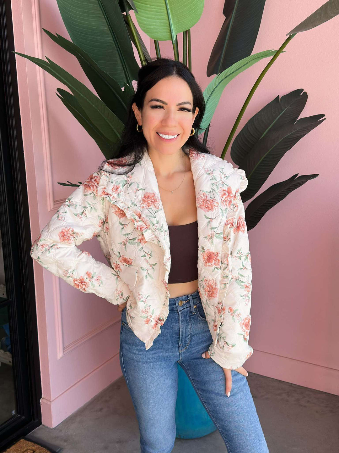 Glamfox Rose Quilted Puffer Jacket