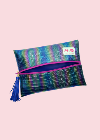 Makeup Junkie Bags - Mermaid Gator Flat Lay Bag [Ready to Ship]