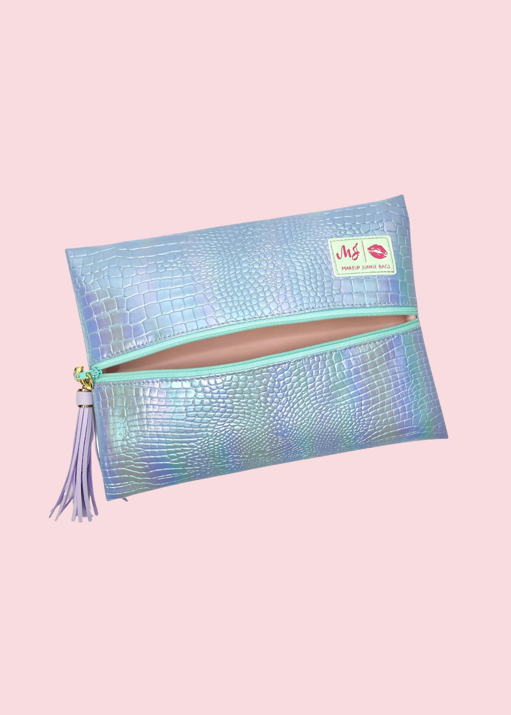 Makeup Junkie Bags - Iridescent Gator Flat Lay Bag [Pre-Order]
