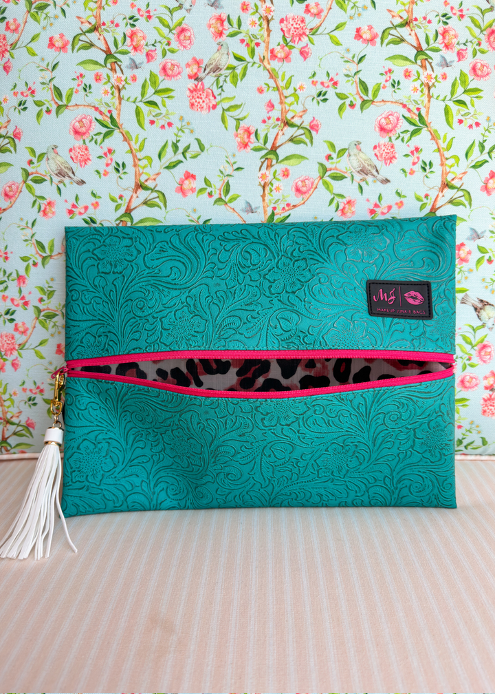 Makeup Junkie Bags - Turquoise Dream Flat Lay [Ready to Ship]