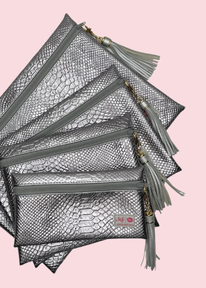 Makeup Junkie Bags - Platinum Python Travel Bags [Pre-Order]