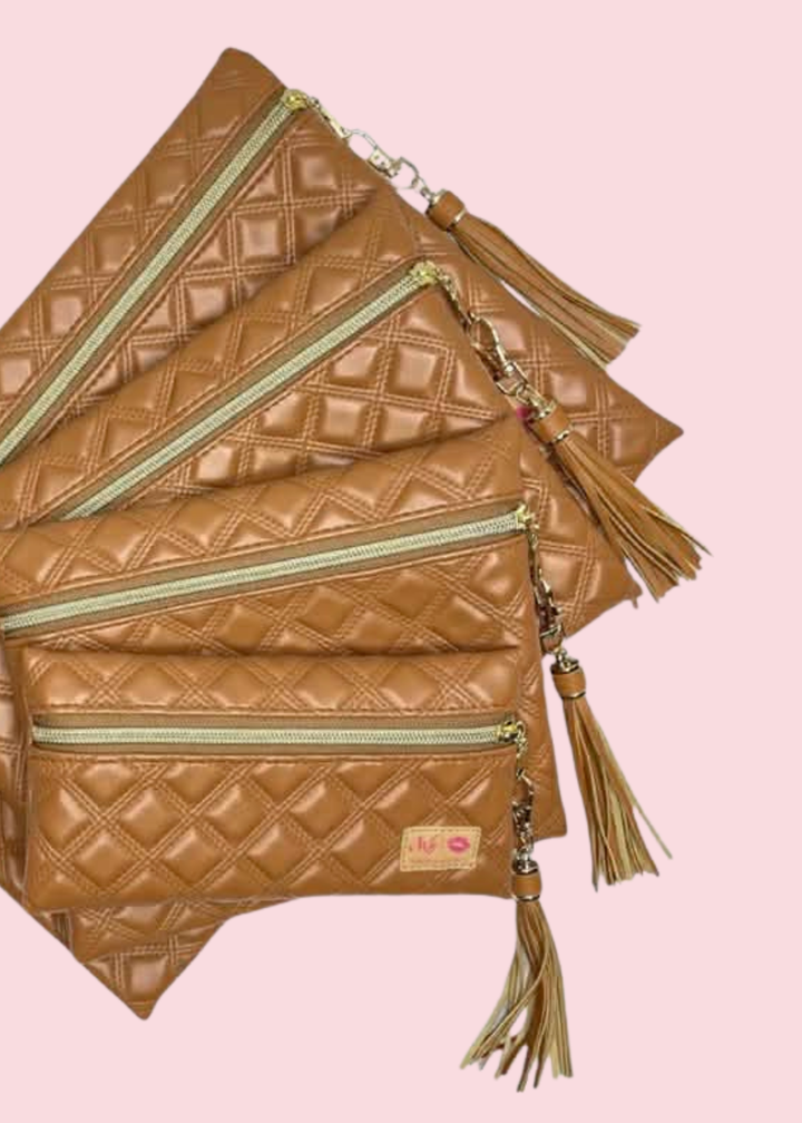 Makeup Junkie Bags - Heirloom Cognac Travel Bags [Pre-Order]