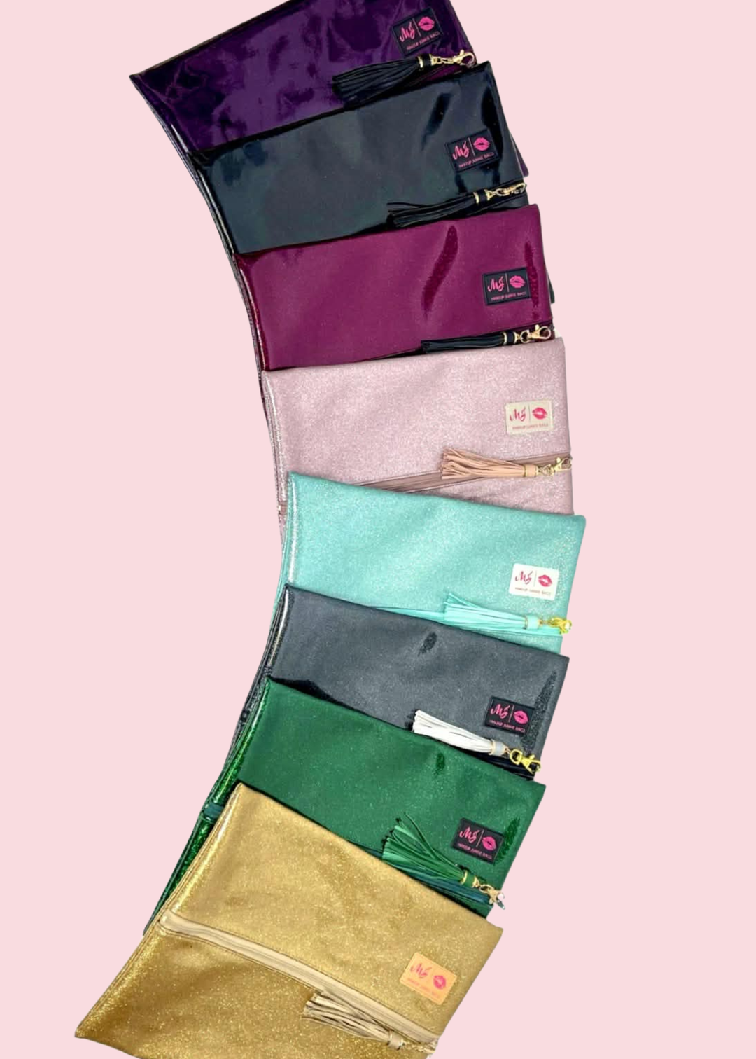 Makeup Junkie Bags - Kelly Green Stardust Glitter Travel Bags [Pre-Order]