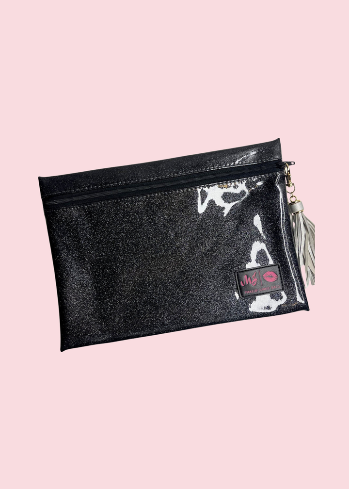 Makeup Junkie Bags - Charcoal Stardust Glitter Travel Bags [Pre-Order]