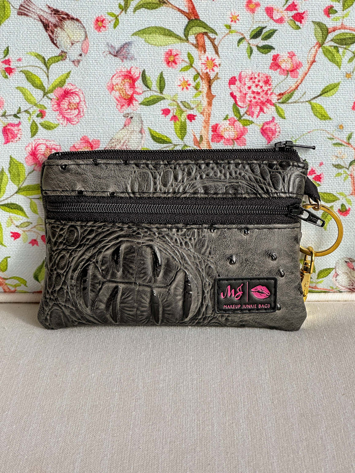 Makeup Junkie Bags - Steel Ostrich Zip It [Ready to Ship]