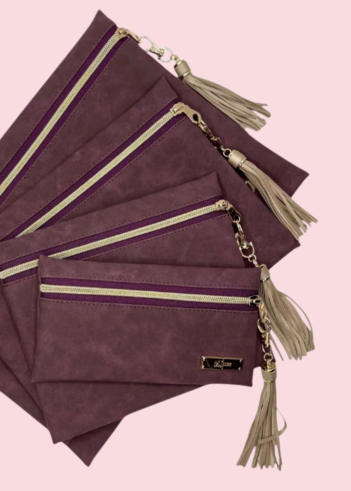 Makeup Junkie Bags - Suede Soul Bordeaux Luxe Travel Bags [Pre-Order]