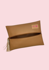 Makeup Junkie Bags - Smooth Cognac Flat Lay [Pre-Order]