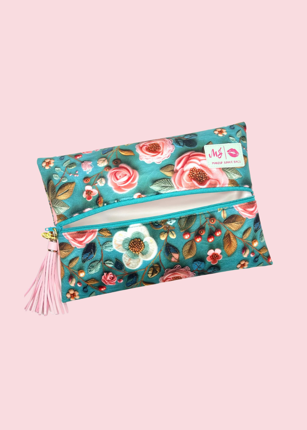 Makeup Junkie Bags - Teal Bloom Flat Lay [Pre-Order]