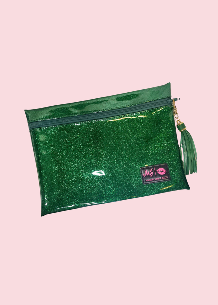Makeup Junkie Bags - Emerald Stardust Glitter Travel Bags [Pre-Order]