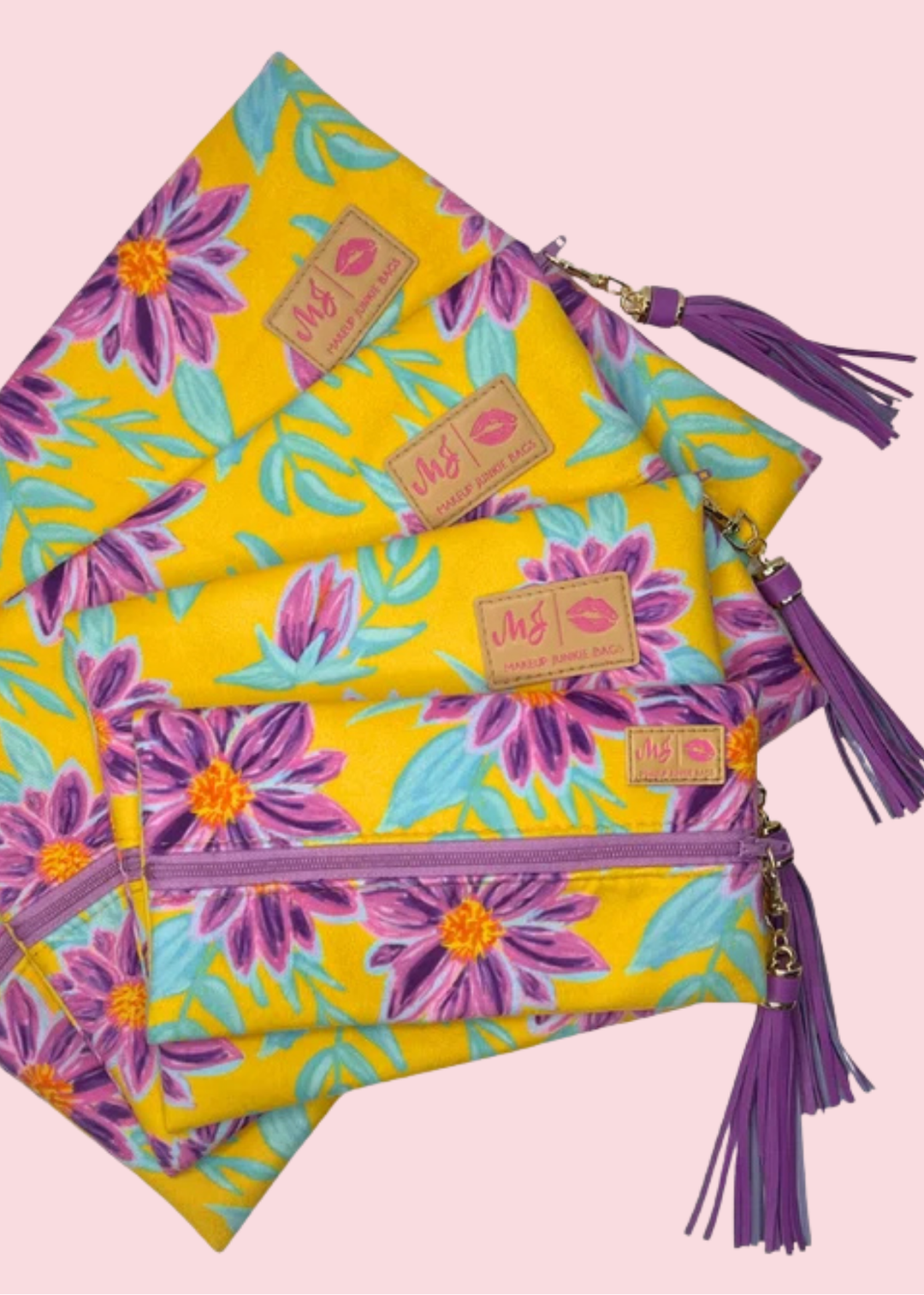Makeup Junkie Bags - Amethyst Bloom Travel Bags ]Pre-Order]