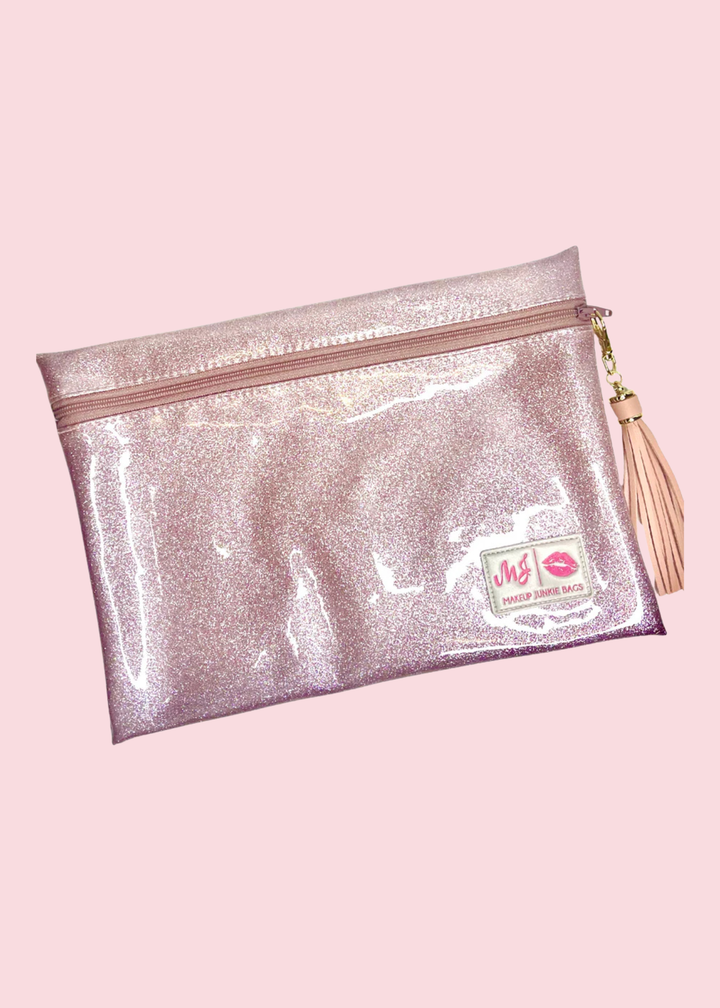 Makeup Junkie Bags - Blush Stardust Glitter Travel Bags [Pre-Order]