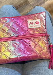 Makeup Junkie Bags - Hot Pink Luster Travel Bags [Ready to Ship]
