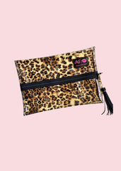 Makeup Junkie Bags - Lady Leopard Clear Top Flat Lay [Pre-Order]