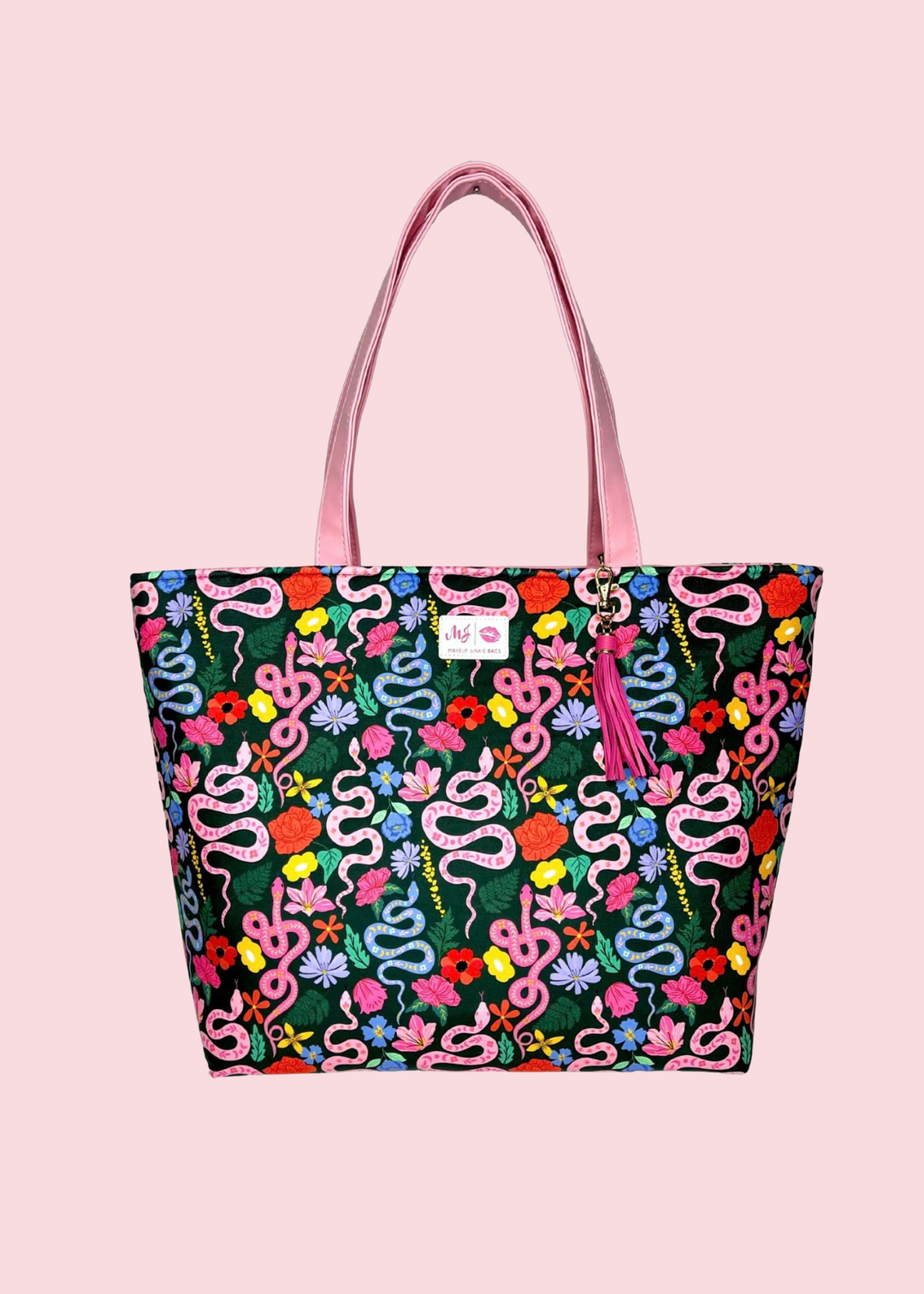 Makeup Junkie Bags - Reputation Floral Snake Tote [Ready to Ship]