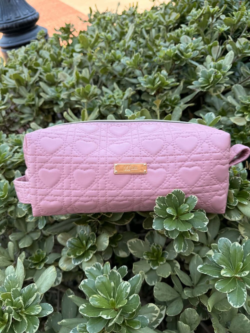 Makeup Junkie Bags - Mauve Hearts Quilted Bobbie Bags [Pre-Order]