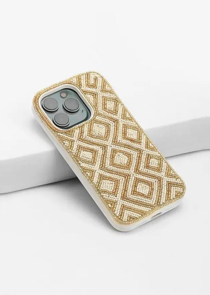 America & Beyond - Pearl Gold Beaded iPhone Case