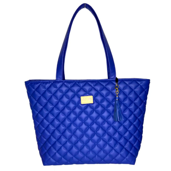 Makeup Junkie Bags - Luxe Cobalt Quilted Tote [Pre-Order]
