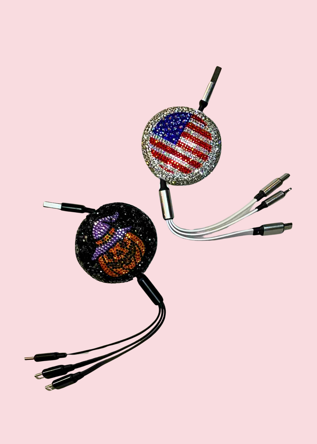 All That Glitterz - Bling Bling Retractable 3-Port Phone Cable