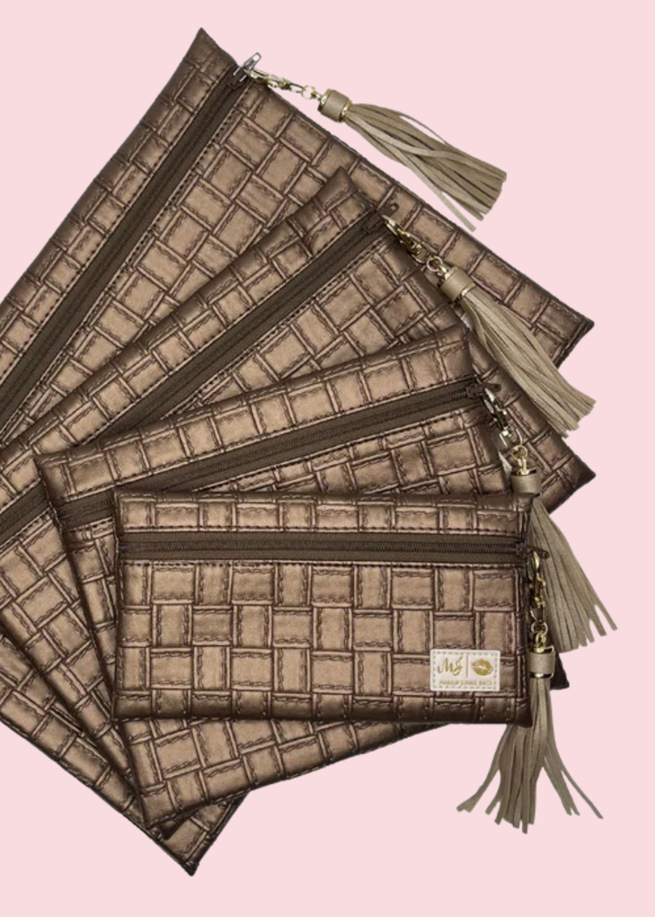 Makeup Junkie Bags - Basket Bronze Travel Bags [Pre-Order]