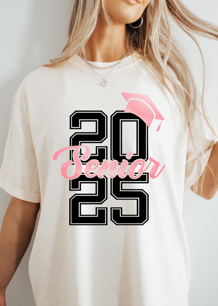 Glamfox  - Pink Grad Cap 2025 Senior Graphic Tee