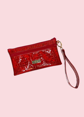 Makeup Junkie Bags - Red Holographic Luxe Demi Wristlet [Pre-Order] - Glamfox Takeover