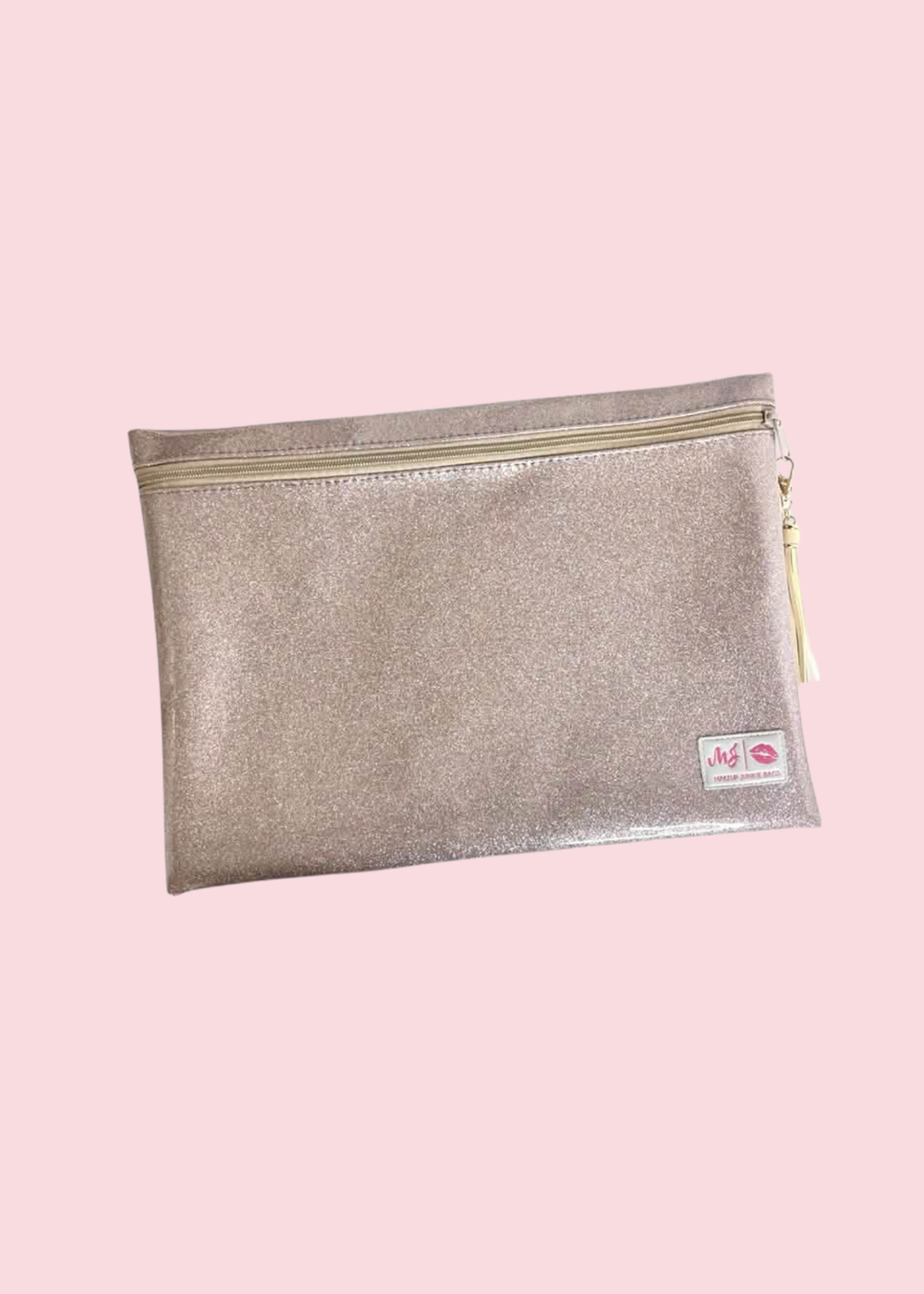Makeup Junkie Bags - Champagne Stardust Glitter Jumbo Top Zip [Pre-Order]