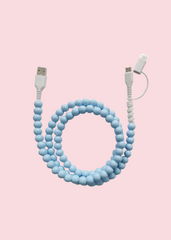 Glamfox - Light Blue Beaded Phone Charger [Dual USB-C & Lightning]