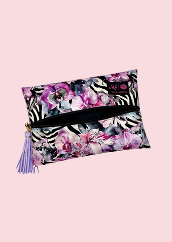Makeup Junkie Bags - Floral Zebra Flat Lay Bag [Pre-Order]