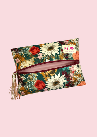 Makeup Junkie Bags - Vintage Floral Flat Lay Bag [Pre-Order]