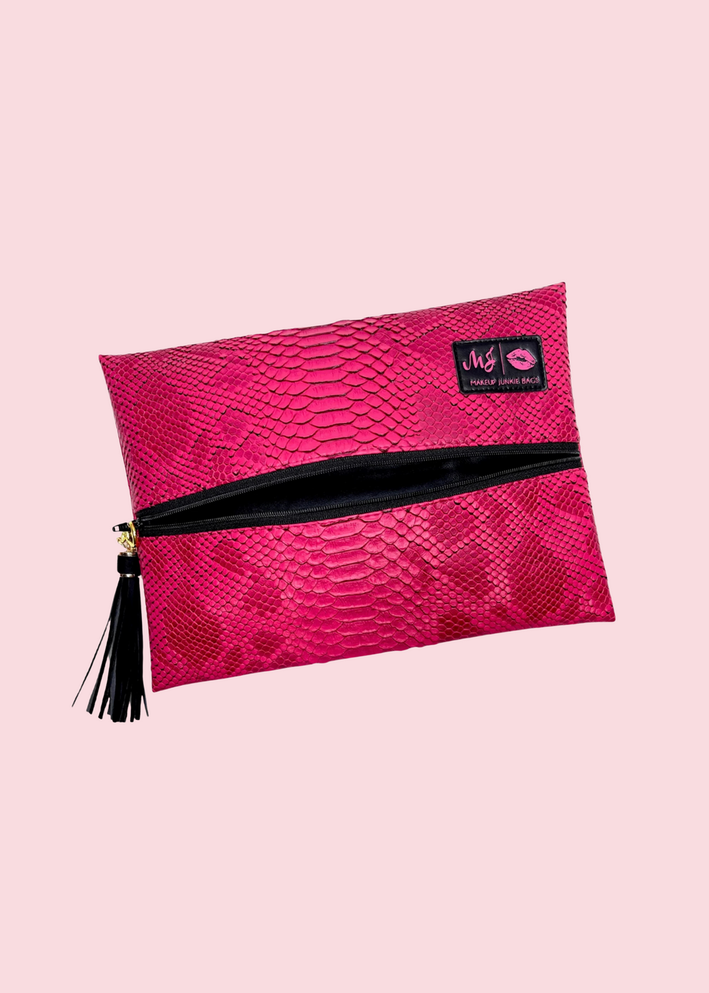 Makeup Junkie Bags - Pink Python Flat Lay [Pre-Order]
