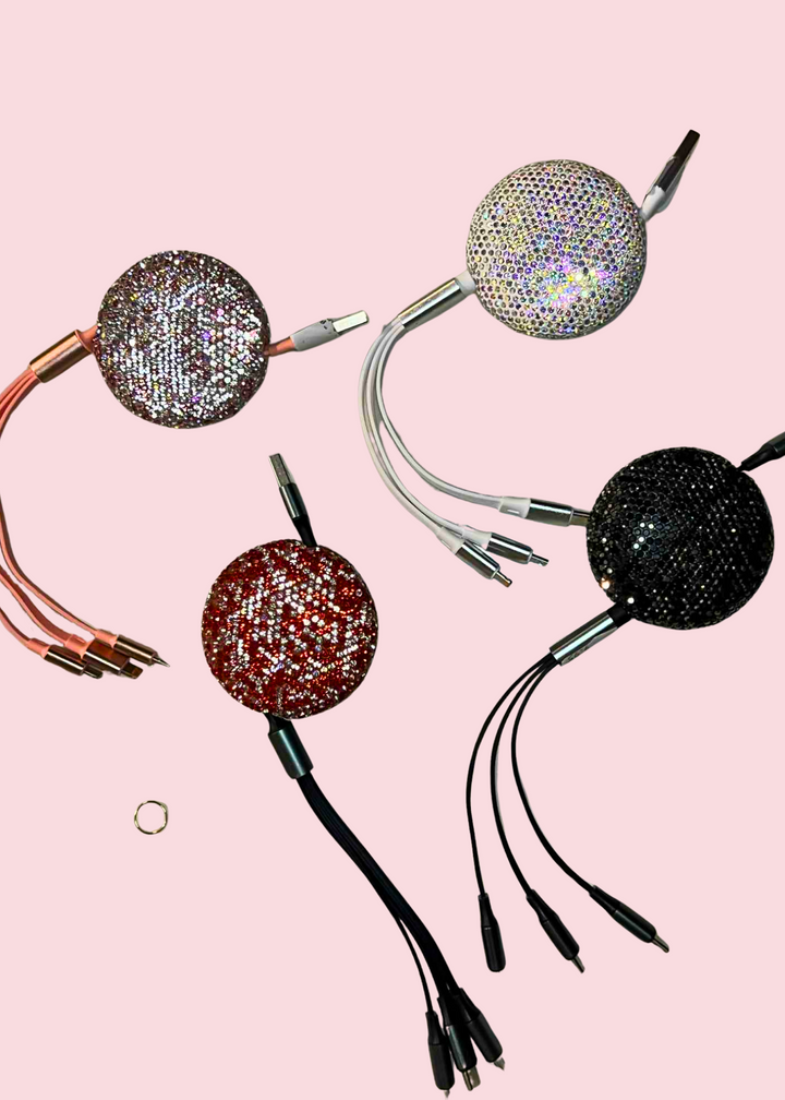 All That Glitterz - Bling Bling Retractable 3-Port Phone Cable