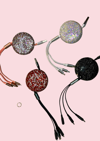 All That Glitterz - Bling Bling Retractable 3-Port Phone Cable
