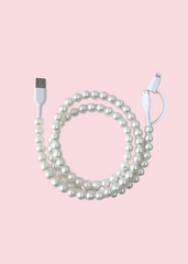 Glamfox - Pearl Beaded Phone Charger [Dual USB-C & Lightning]