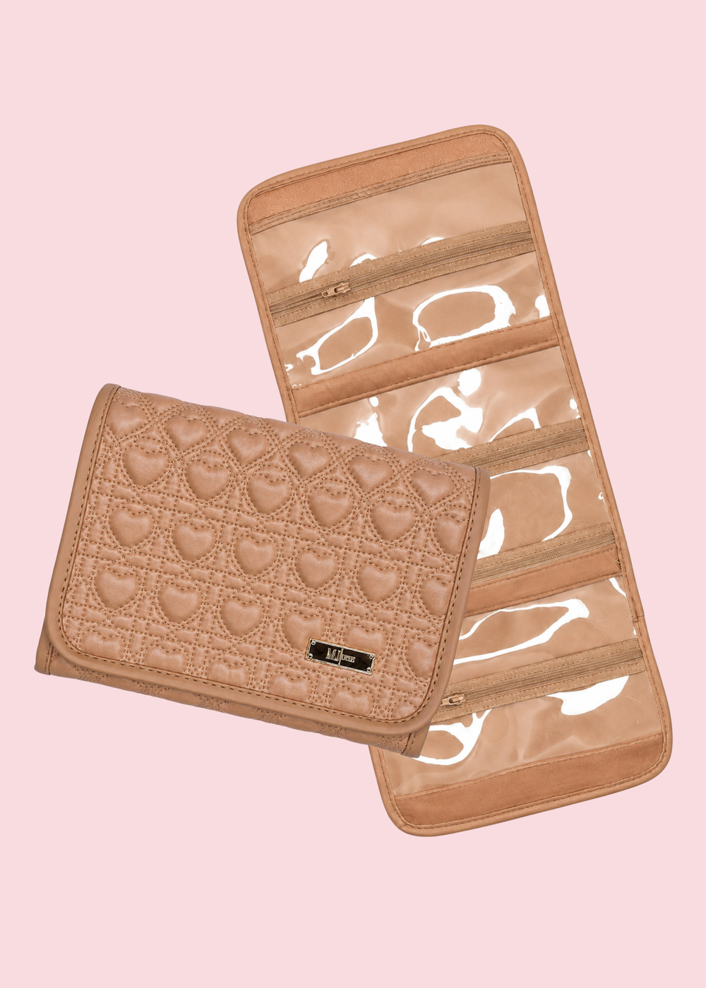 Makeup Junkie Bags - Tan Hearts Heirloom Gemkeeper Jewelry Bag [Pre-Order]