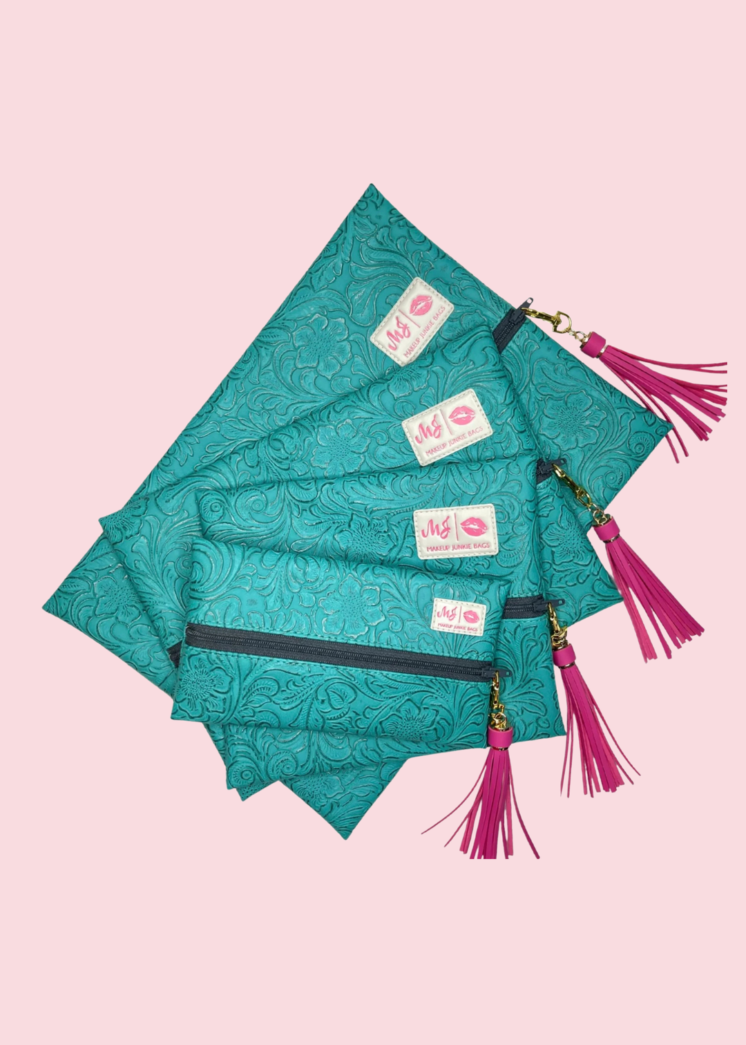 Makeup Junkie Bags - Turquoise Dream Flat Lay [Pre-Order]