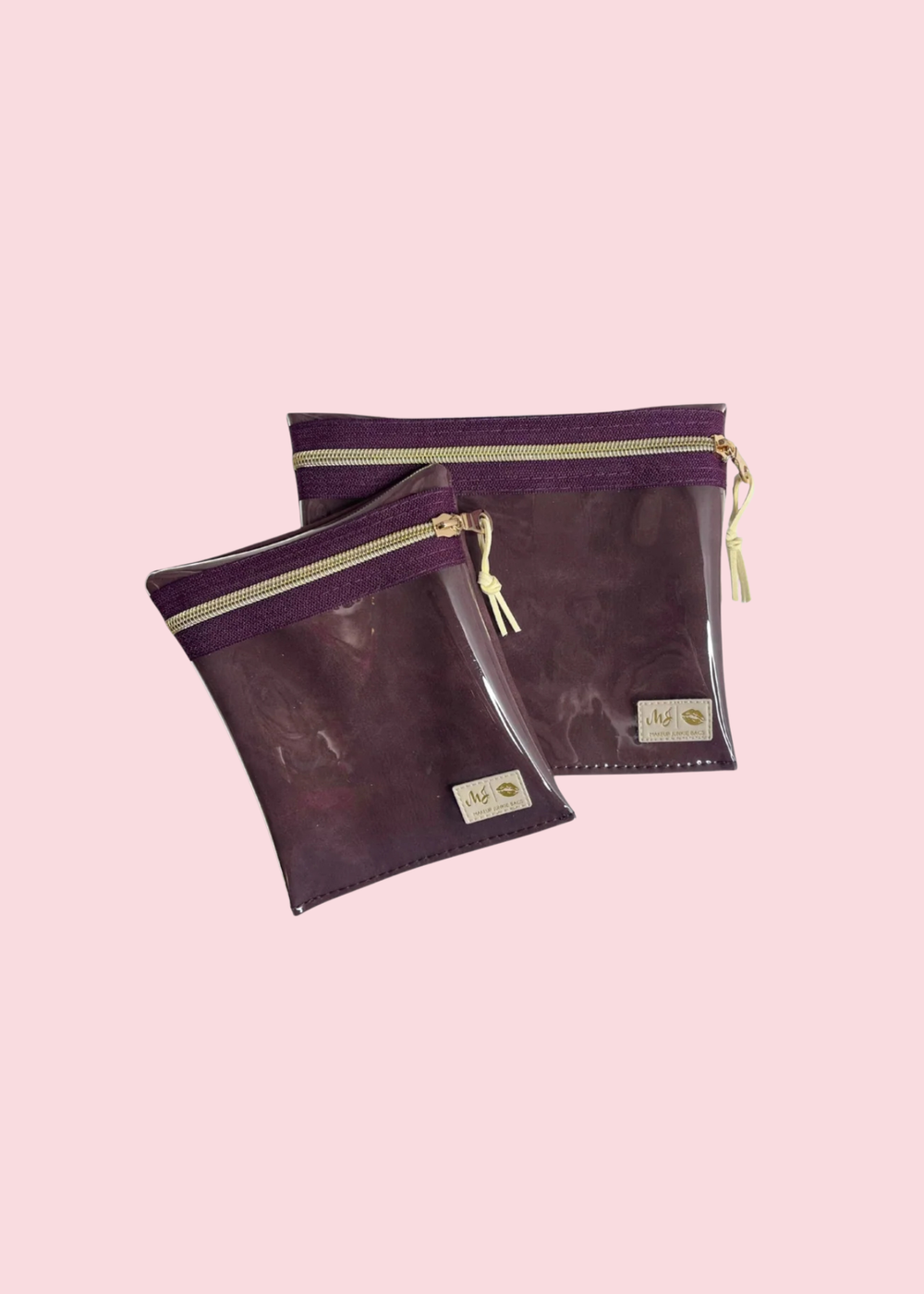 Makeup Junkie Bags - Suede Soul Bordeaux Clear Zippy Pouch [Pre-Order]