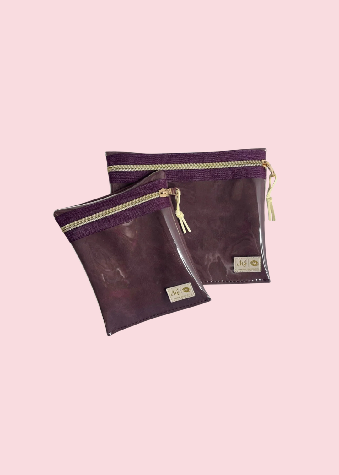 Makeup Junkie Bags - Suede Soul Bordeaux Clear Zippy Pouch [Pre-Order]
