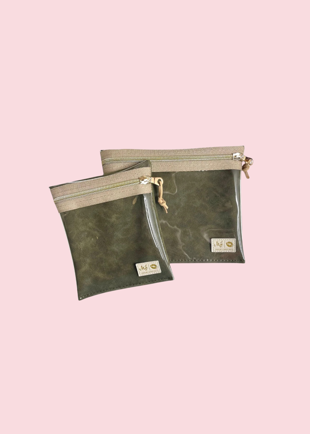 Makeup Junkie Bags - Suede Soul Olive Clear Zippy Pouch [Pre-Order]