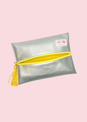 Makeup Junkie Bags - Silver Lining Yellow Flat Lay [Pre-Order]