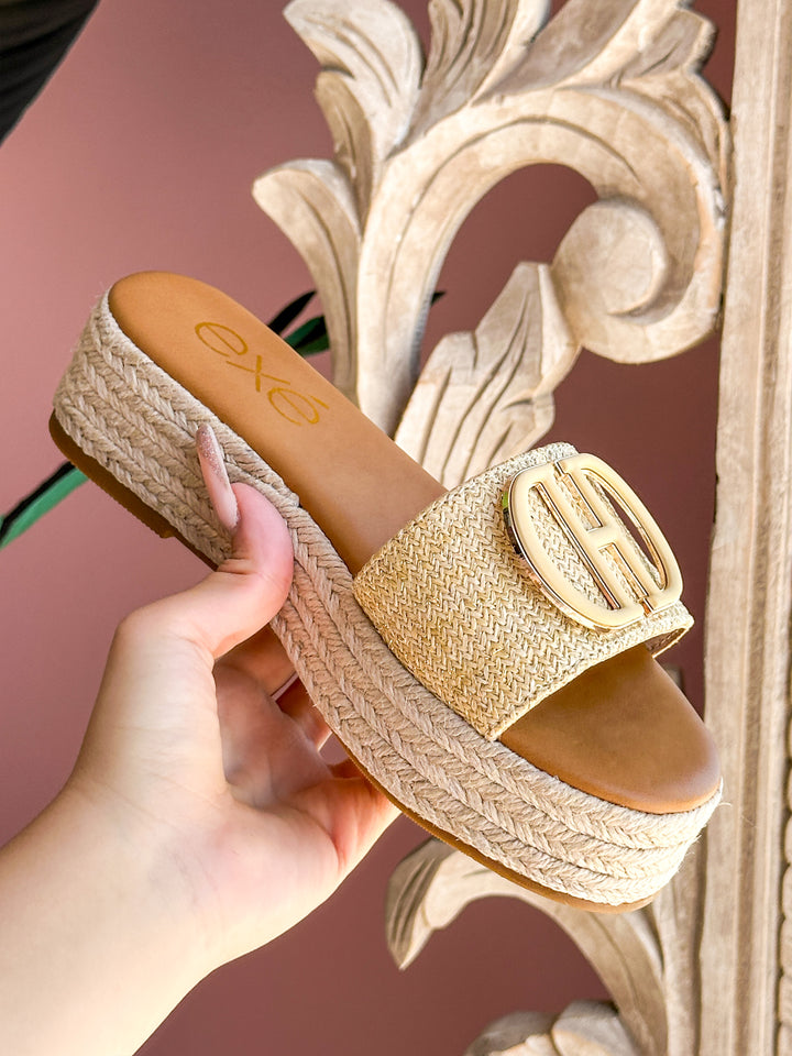 KB Shoes - Woven Gold Sparkle Sandals