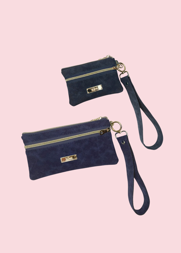 Makeup Junkie Bags - Suede Soul Sapphire Luxe Travel Bags [Pre-Order]