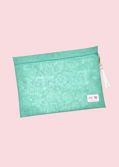 Makeup Junkie Bags - Mint To Be Jumbo Top Zip Flat Lay [Pre-Order]