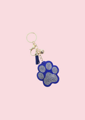 Suzy Q - Blue Crystal Dog Paw Keychain