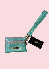 Makeup Junkie Bags - Mint Stardust Glitter Butterfly Zipper Demi [Ready To Ship]
