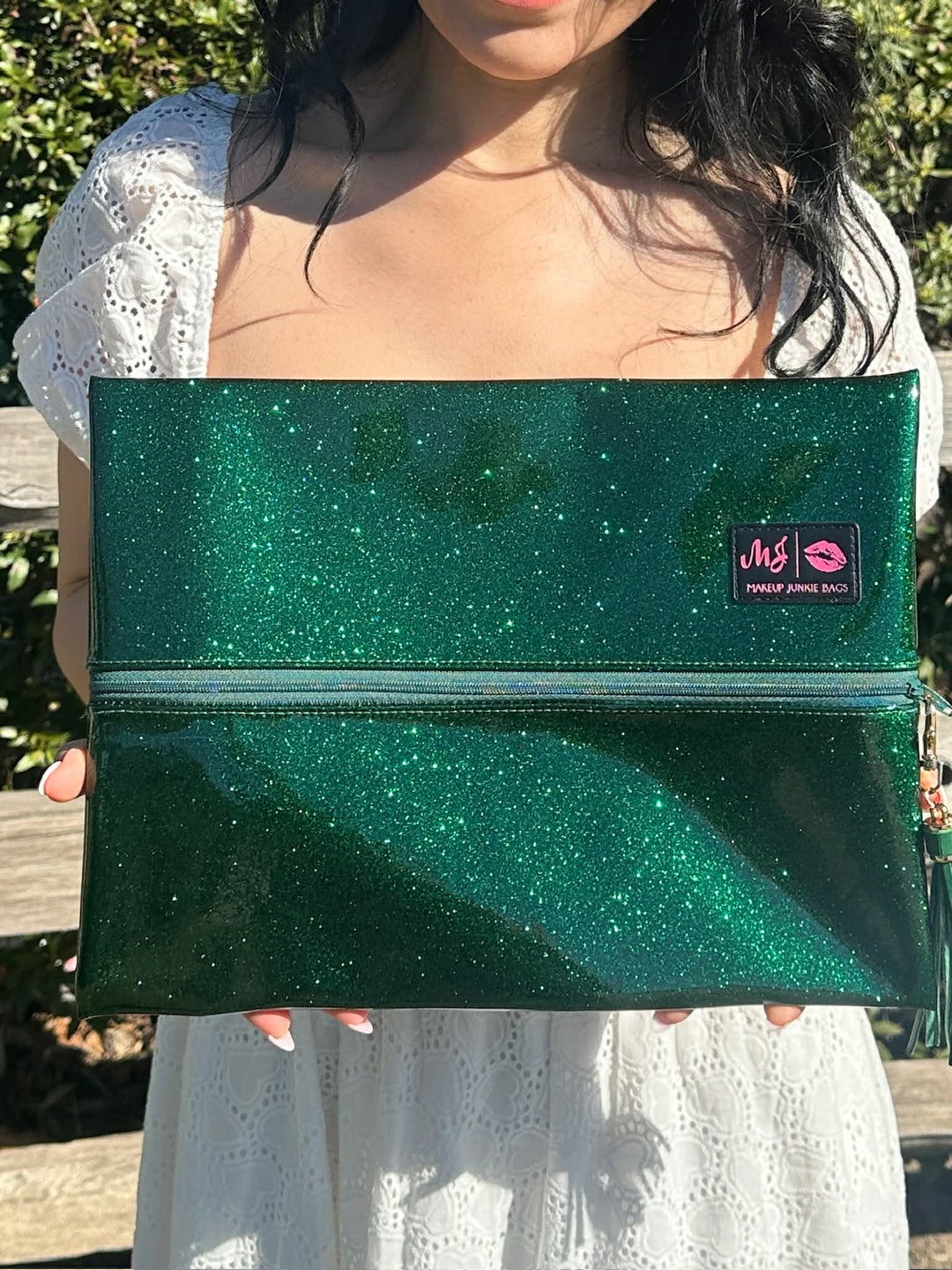 Makeup Junkie Bags - Kelly Green Stardust Glitter Travel Bags [Pre-Order]