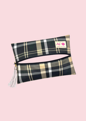 Makeup Junkie Bags - Black Plaid Flat Lay Bag [Pre-Order]