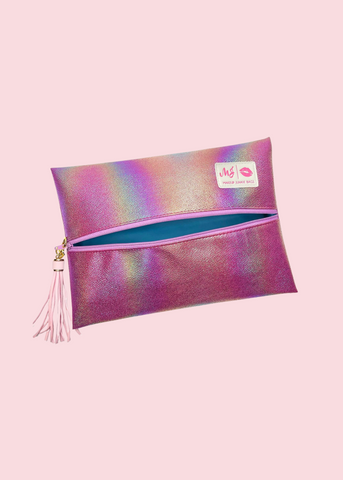 Makeup Junkie Bags - Sparkle Pink Flat Lay [Pre-Order]