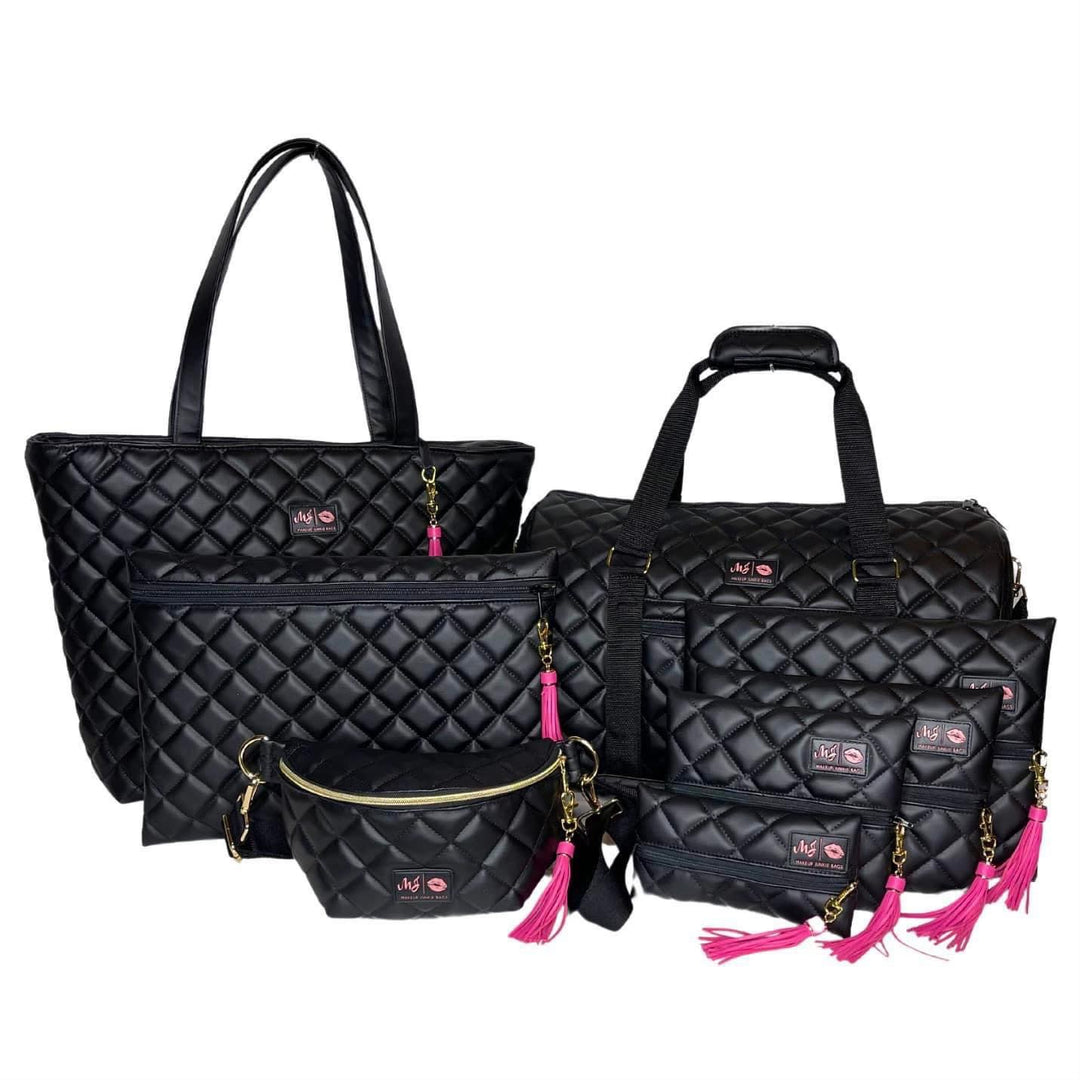 Makeup Junkie Bags - Luxe Onyx Quilted Travel Bags [Pre-Order]